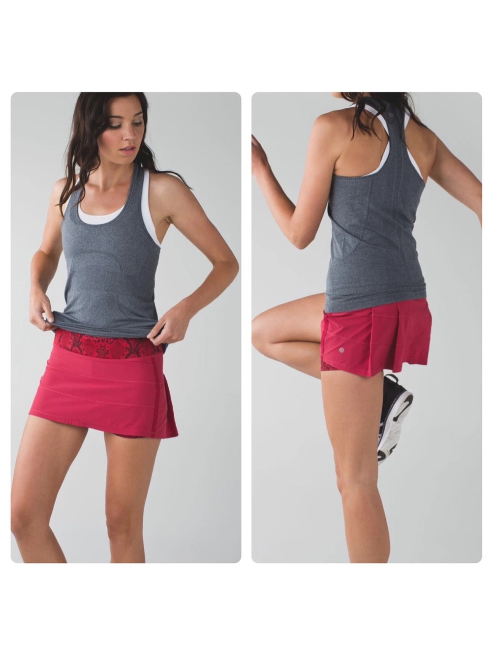 Lululemon Pace Rival II Skirt Cranberry Mini Ziggy Snake Red Tide Size 10